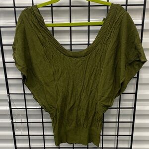bebe Olive Green Scoop Neck Dolman Sleeve Top